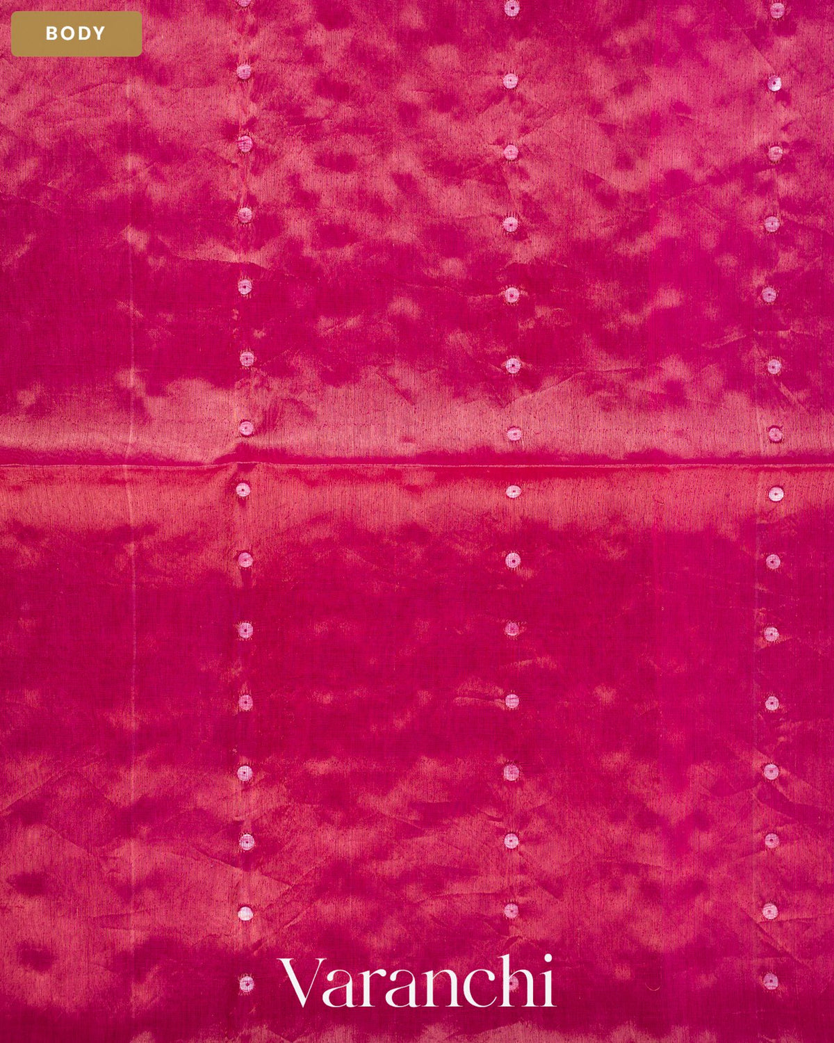 Deep Magenta Sequin with Jamdani Pure Muslin Silk Handloom Saree — Body
