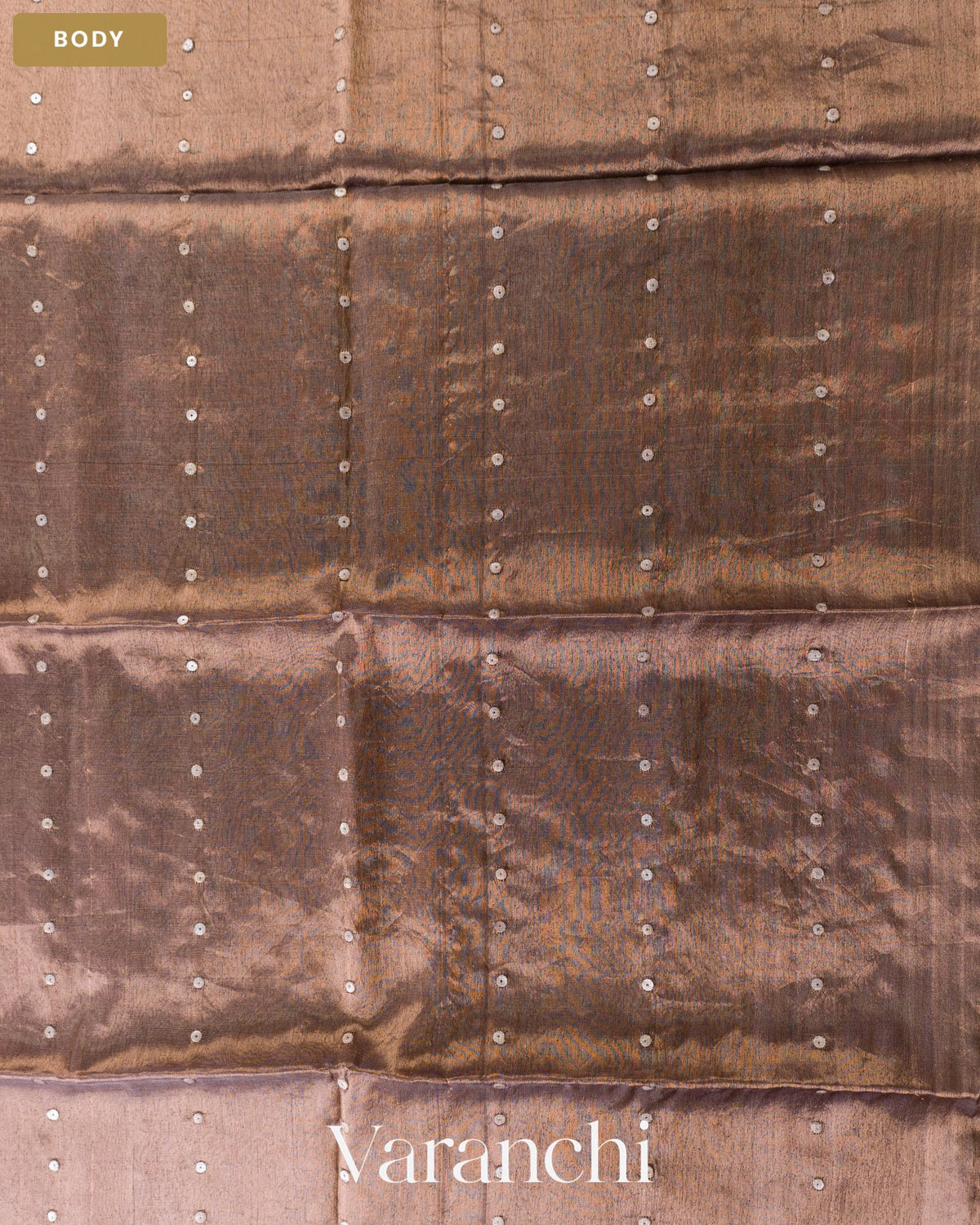 Earthy Brown Sequin with Jamdani Pure Muslin Silk Handloom Saree — Body