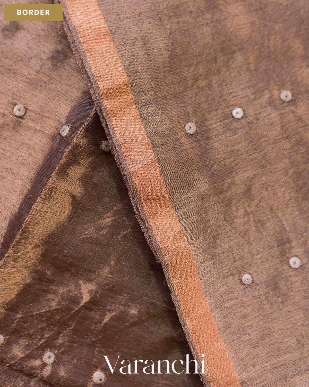 Earthy Brown Sequin with Jamdani Pure Muslin Silk Handloom Saree — Border