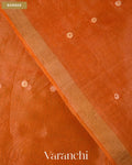 Marigold Orange Sequin with Jamdani Pure Muslin Silk Handloom Saree — Border