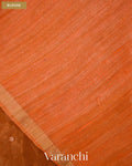 Marigold Orange Sequin with Jamdani Pure Muslin Silk Handloom Saree — Blouse