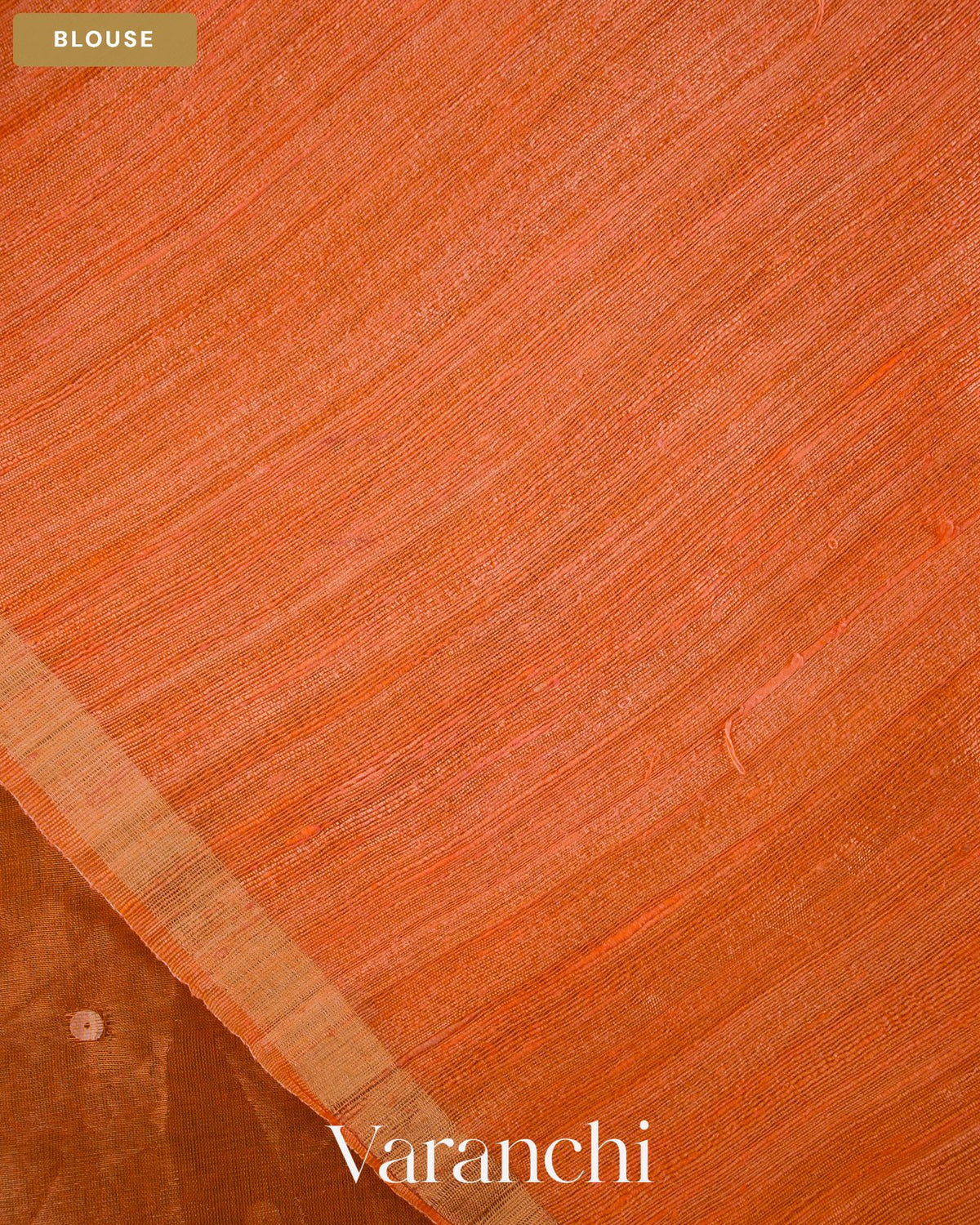 Marigold Orange Sequin with Jamdani Pure Muslin Silk Handloom Saree — Blouse