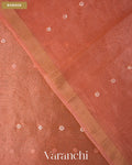 Peach Sequin with Floral Jamdani Pure Muslin Silk Handloom Saree — Border