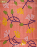 Peach Sequin with Floral Jamdani Pure Muslin Silk Handloom Saree — Pallu