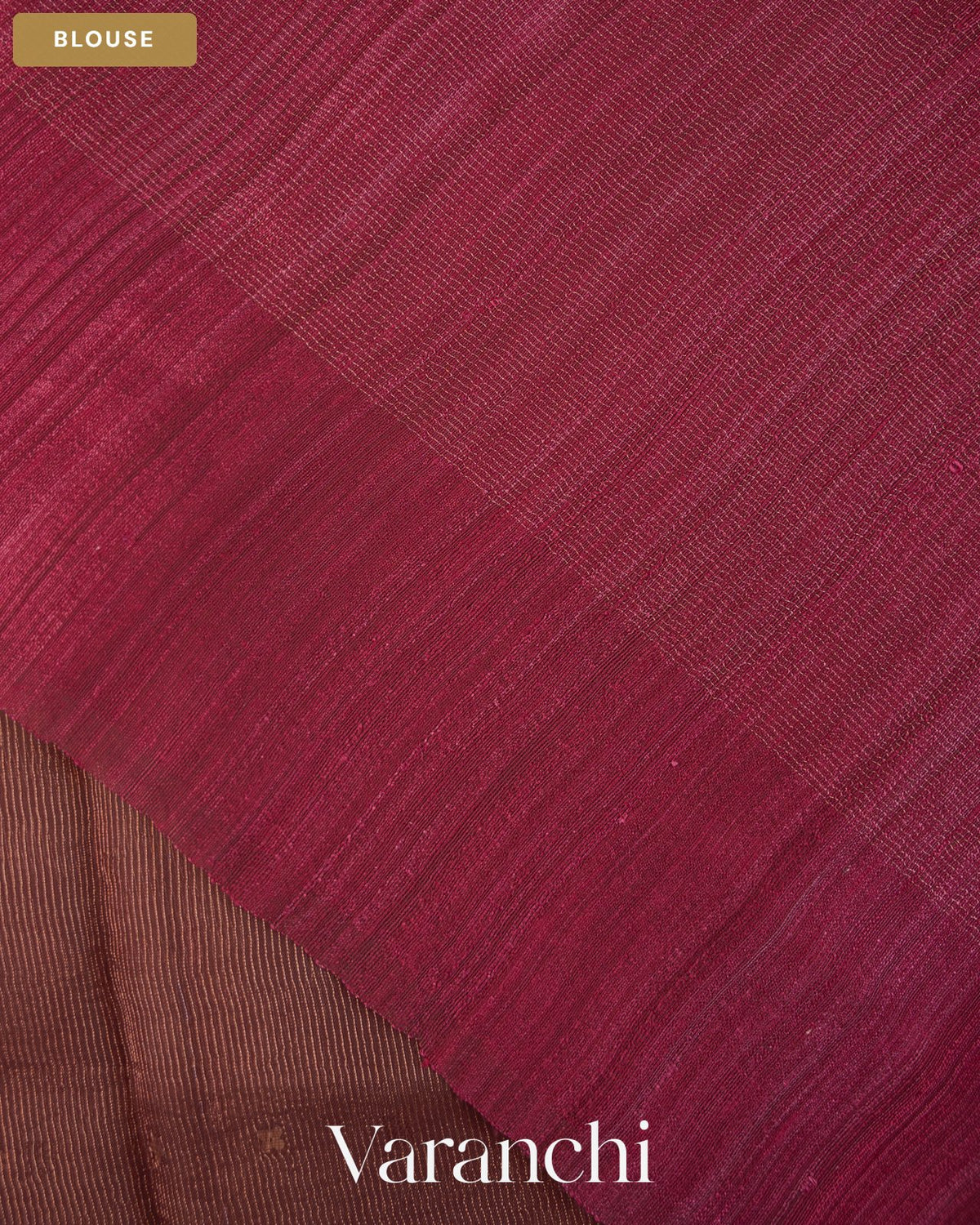 Wine Red Sequin Embroidery Striped Pure Muslin Silk Handloom Saree — Blouse