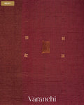 Wine Red Sequin Embroidery Striped Pure Muslin Silk Handloom Saree — Body