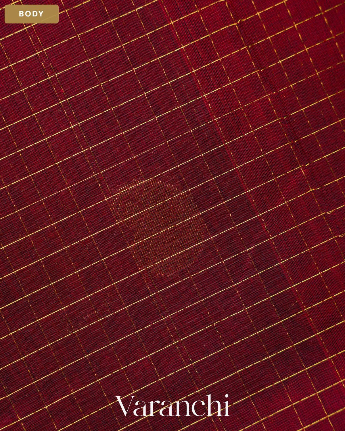 Maroon Pure Kanchipuram Silk Cotton Handloom Saree — Body