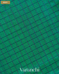 Aqua Green Checkered Pure Kanchipuram Silk Cotton Handloom Saree — Body