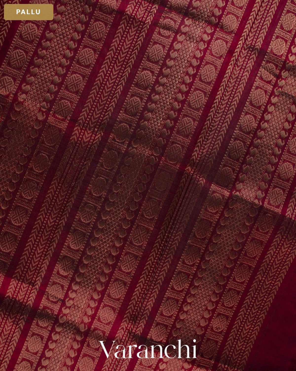Ivory Checkered Pure Kanchipuram Silk Cotton Handloom Saree — Pallu