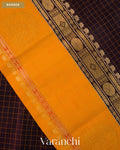 Deep Brown Checkered Pure Kanchipuram Silk Cotton Handloom Saree — Border