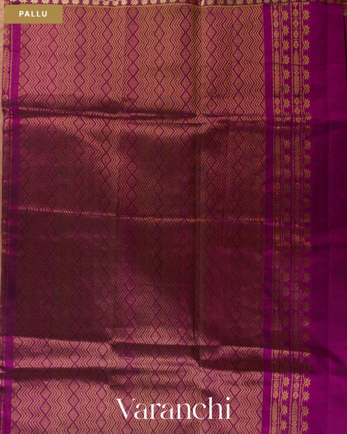 Amber Yellow Checkered Pure Kanchipuram Silk Cotton Handloom Saree — Pallu