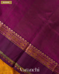 Amber Yellow Checkered Pure Kanchipuram Silk Cotton Handloom Saree — Blouse