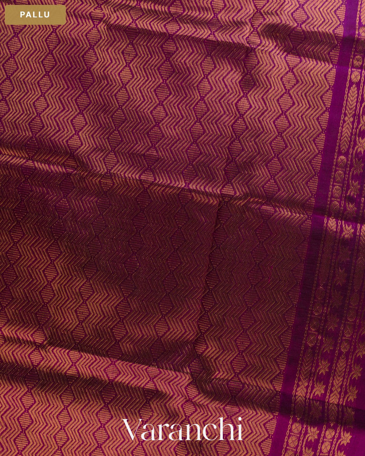 Parrot Green Checkered Pure Kanchipuram Silk Cotton Handloom Saree — Pallu