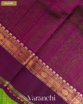 Parrot Green Checkered Pure Kanchipuram Silk Cotton Handloom Saree — Blouse