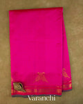 Rani Pink Pure Kanchipuram Silk Cotton Handloom Saree — Full Saree