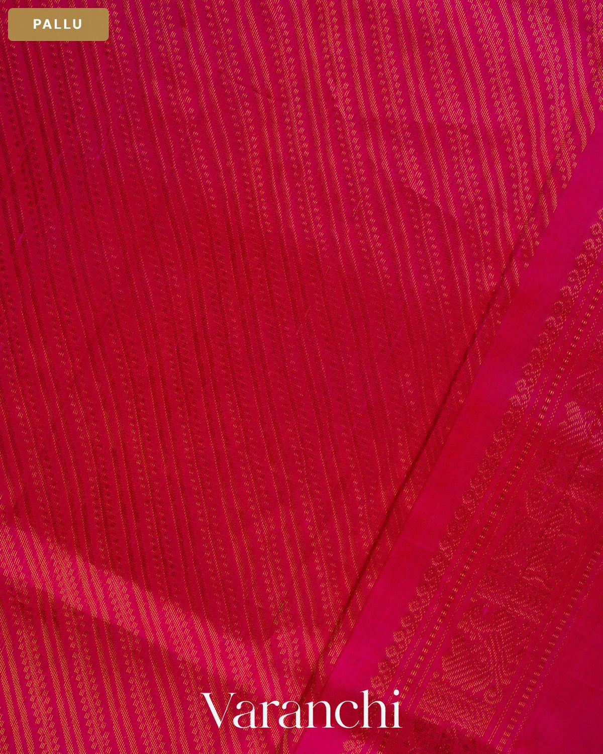 Rani Pink Pure Kanchipuram Silk Cotton Handloom Saree — Pallu