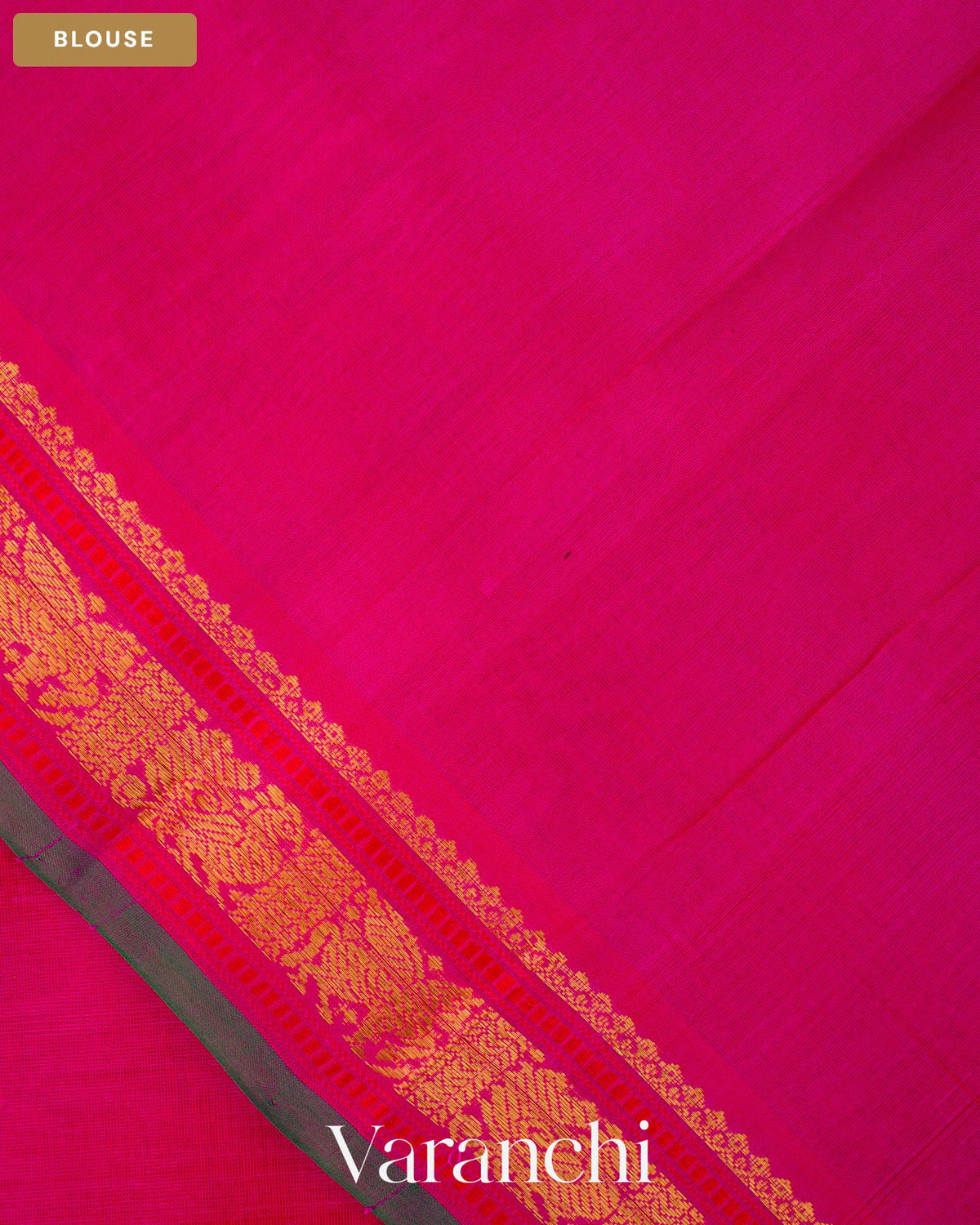 Rani Pink Pure Kanchipuram Silk Cotton Handloom Saree — Blouse