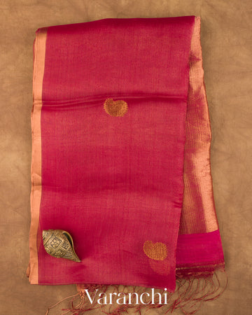 Deep Magenta Jamdani Pure Muslin Silk Handloom Saree — Full Saree