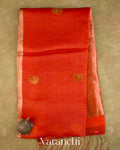 Orange with Jamdani Pure Muslin Silk Handloom Saree — Full Saree