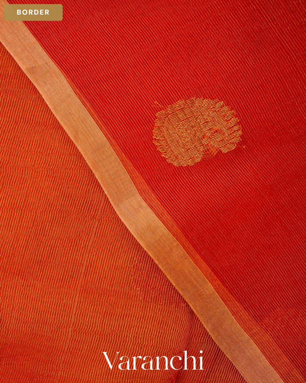 Orange with Jamdani Pure Muslin Silk Handloom Saree — Border