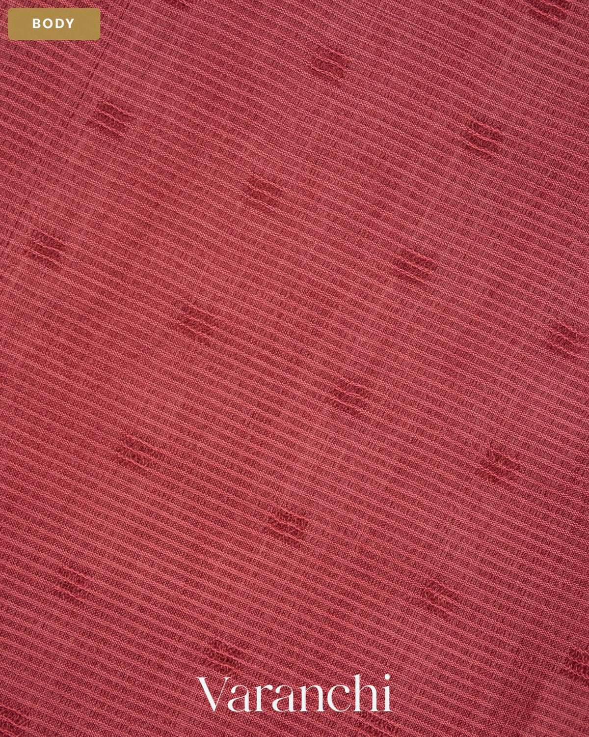 Dusty Rose Sequin Embroidery Striped Pure Muslin Silk Handloom Saree — Body