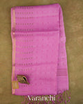 Lotus Pink Sequin with Jamdani Pure Muslin Silk Handloom Saree — Full Saree