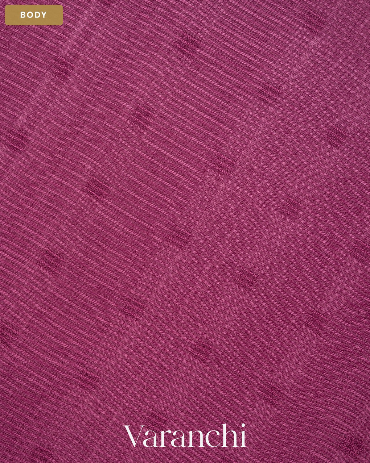 Mauve Wine Sequin-Striped Pure Muslin Silk Handloom Saree — Body