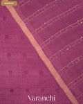 Mauve Wine Sequin-Striped Pure Muslin Silk Handloom Saree — Border