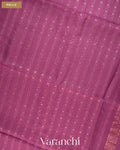Mauve Wine Sequin-Striped Pure Muslin Silk Handloom Saree — Pallu