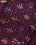 Wine Sequin with Jamdani Pure Matka Silk Handloom Saree — Pallu