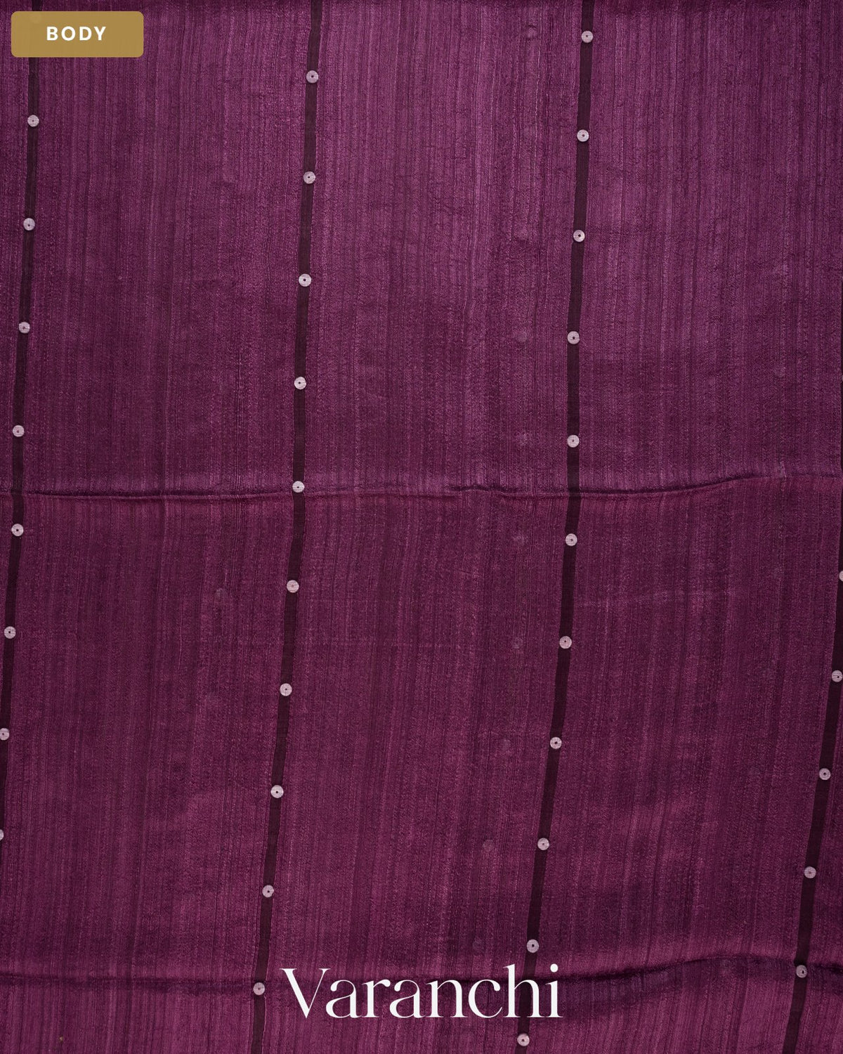 Wine Sequin with Jamdani Pure Matka Silk Handloom Saree — Body