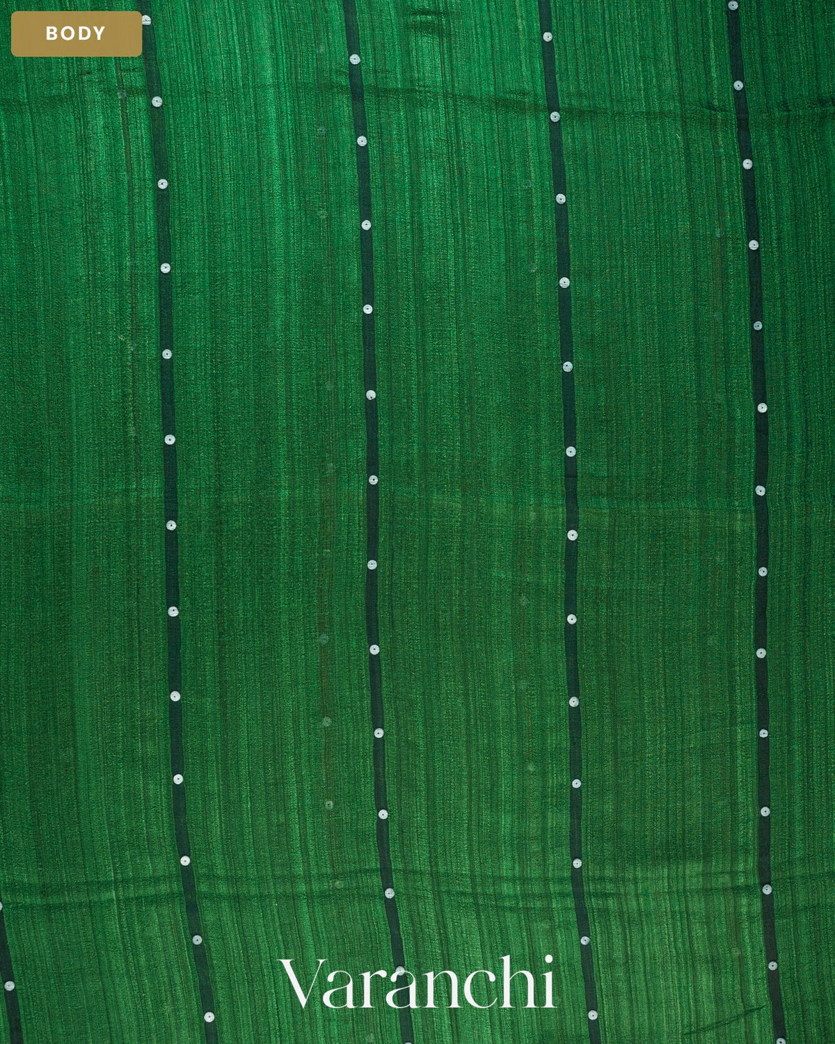 Bottle Green Sequin with Jamdani Pure Matka Silk Handloom Saree — Body