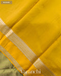 Sage Green Striped Pure Katan Silk Saree — Blouse