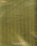 Sage Green Striped Pure Katan Silk Saree — Body