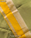 Sage Green Striped Pure Katan Silk Saree — Border