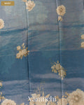 Ocean Blue Floral Digital Printed Pure Silk Cotton Tissue Saree — Body