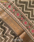 Black Patola Printed Pure Silk Cotton Tissue Saree — Border