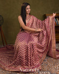 Mauve Pink Patola Printed Pure Silk Cotton Tissue Saree — Draped