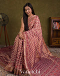 Mauve Pink Patola Printed Pure Silk Cotton Tissue Saree — Draped