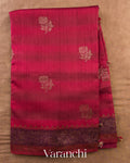 Red Lehariya Shibori Pure Raw Silk Handloom Saree — Full Saree