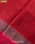 Red Lehariya Shibori Pure Raw Silk Handloom Saree — Blouse