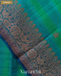 Rama Green Shibori Pure Raw Silk Handloom Saree — Border