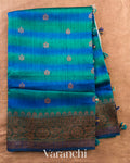 Ink Blue Shibori Pure Raw Silk Handloom Saree — Full Saree