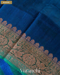 Ink Blue Shibori Pure Raw Silk Handloom Saree — Blouse