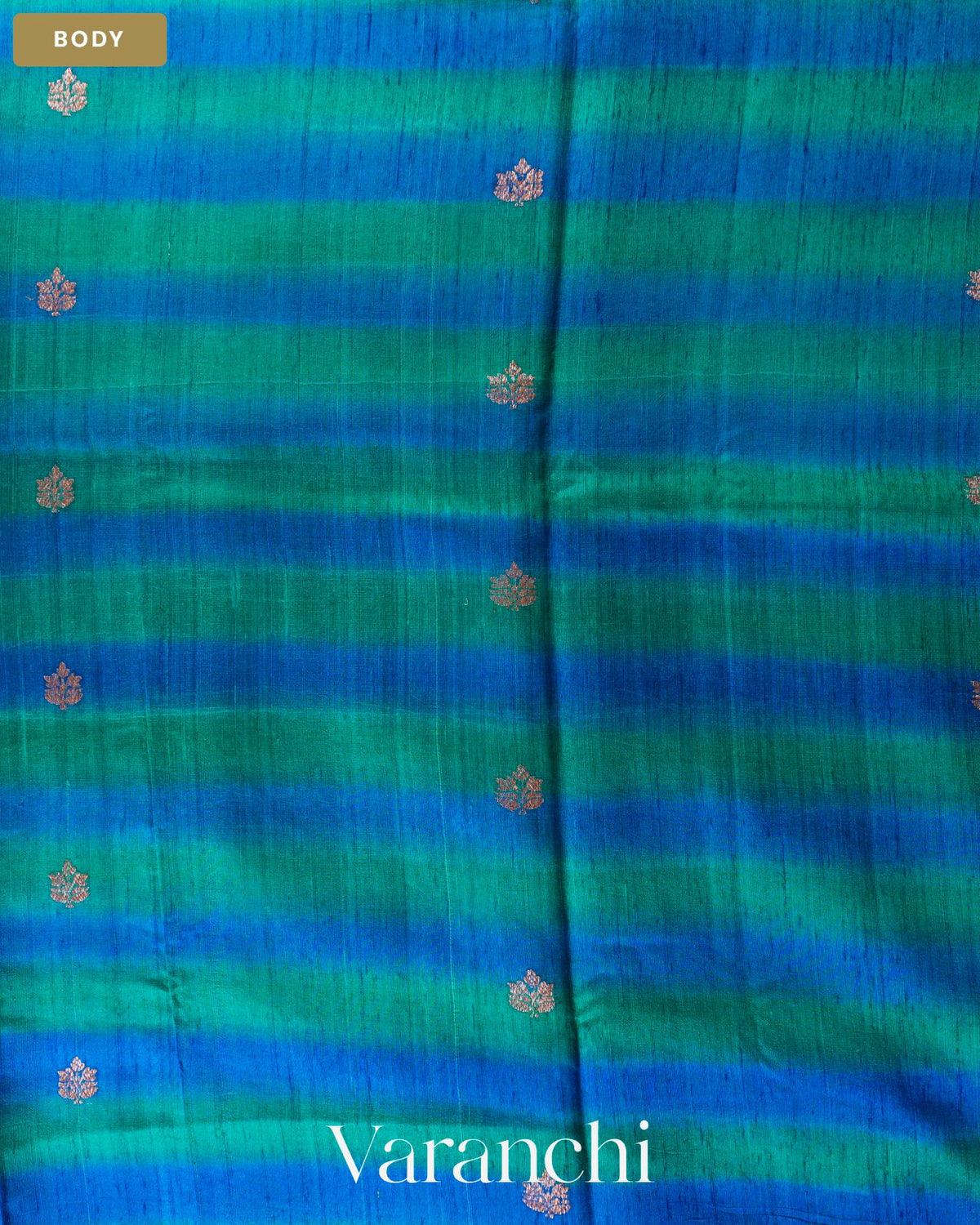 Ink Blue Shibori Pure Raw Silk Handloom Saree — Body