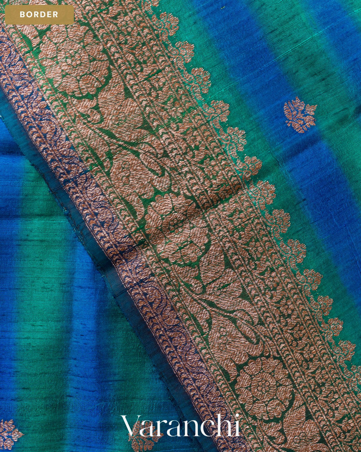 Ink Blue Shibori Pure Raw Silk Handloom Saree — Border