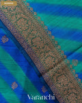 Ink Blue Lehariya Shibori Pure Raw Silk Handloom Saree — Border