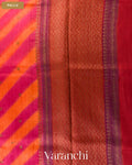 Orange Lehariya Shibori Pure Raw Silk Handloom Saree — Pallu
