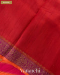 Orange Lehariya Shibori Pure Raw Silk Handloom Saree — Blouse