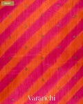 Orange Lehariya Shibori Pure Raw Silk Handloom Saree — Body